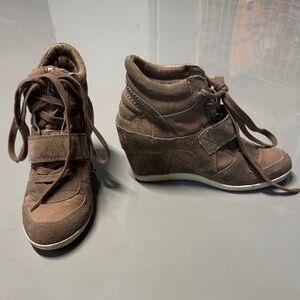 Ash Taupe/Brown Suede Wedge Sneakers Wedges